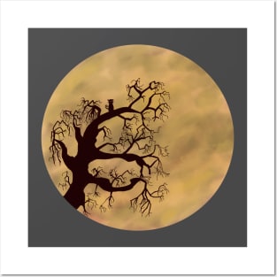 moon on Halloween night Posters and Art